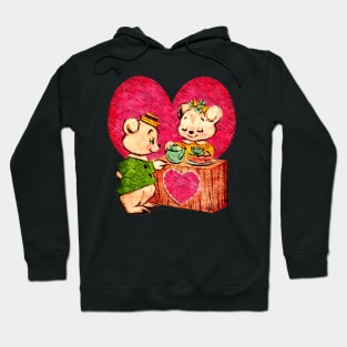 Vintage Retro Cute Valentine Bears Hoodie